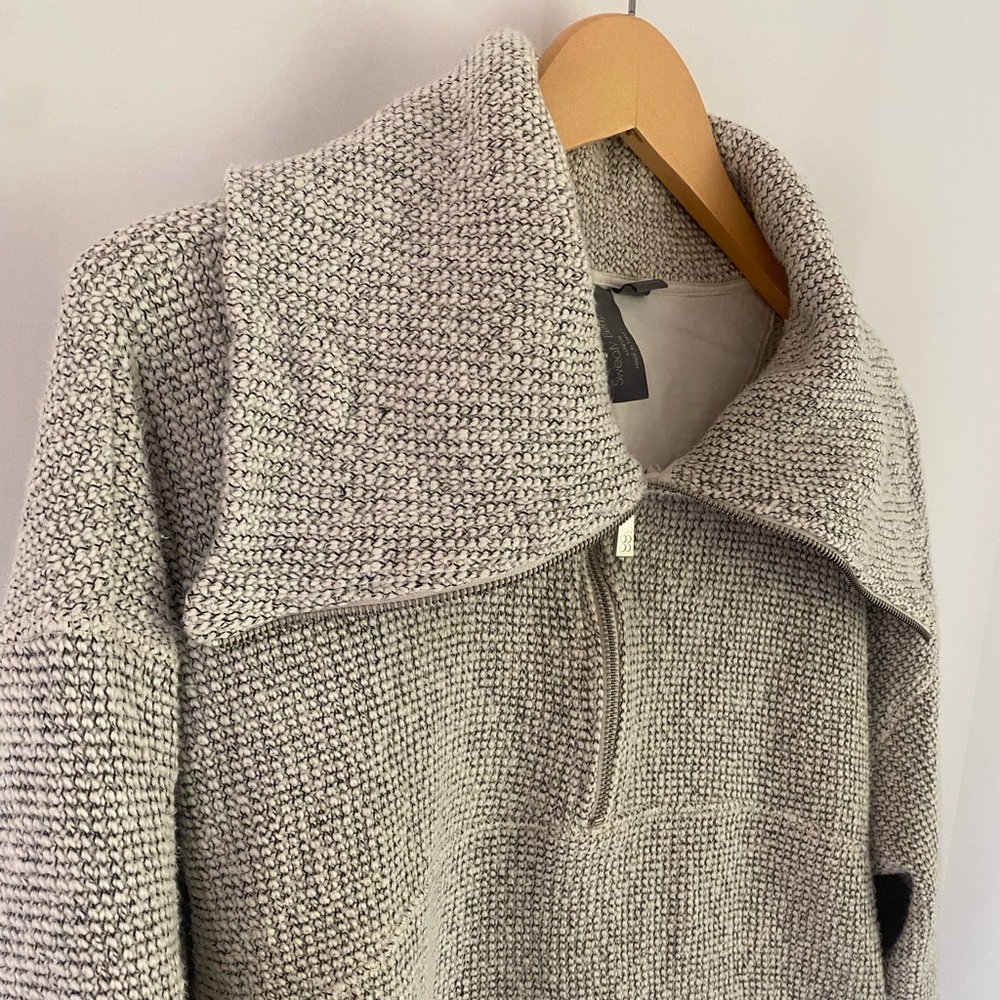 Sweaty Betty restful Bouclé half zip pullover relaxed fit adjustable cowl neck